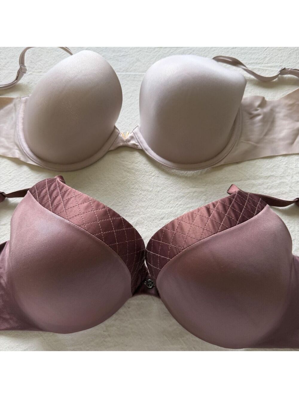Lot 2 Victoria's Secret Push Up Bras Womens 34DD Nude Mauve Padded Underwire